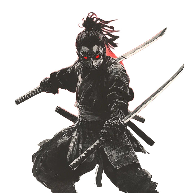 Ninja With Oni Mask Vinyl Car Decal Sticker – Waterproof & UV-Resistant 8"