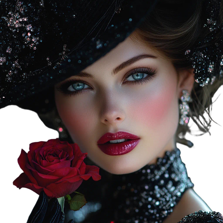 Elegant Lady With Rose Vinyl Car Decal Sticker – Waterproof & UV-Resistant 8"