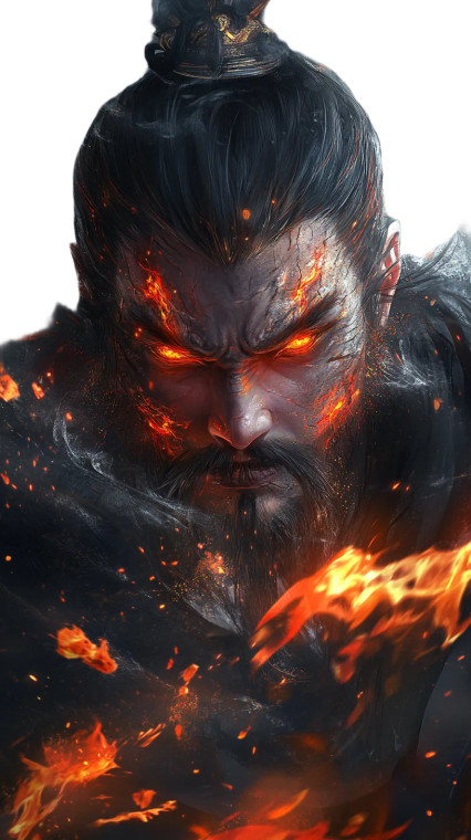 Scarlet-Eyed Flame Warrior Vinyl Car Decal Sticker – Waterproof & UV-Resistant 8"