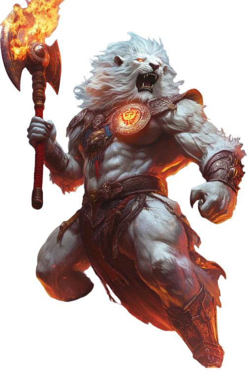 Flaming Axe Lion Vinyl Car Decal Sticker – Waterproof & UV-Resistant 8"