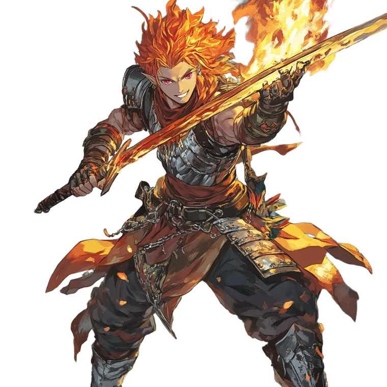 Fire Genasi Warrior V2 Vinyl Car Decal Sticker – Waterproof & UV-Resistant 8"