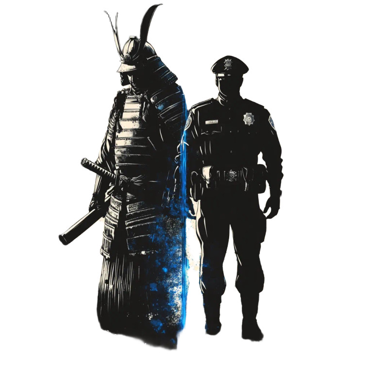 Samurai And Officer Vinyl Car Decal Sticker – Waterproof & UV-Resistant 8"