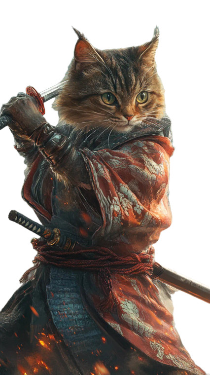 Cat Samurai V3 Vinyl Car Decal Sticker – Waterproof & UV-Resistant 8"