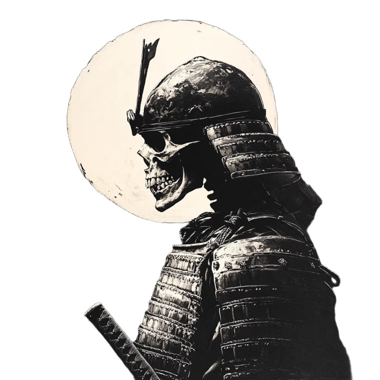 Skeleton Samurai V4 Vinyl Car Decal Sticker – Waterproof & UV-Resistant 8"