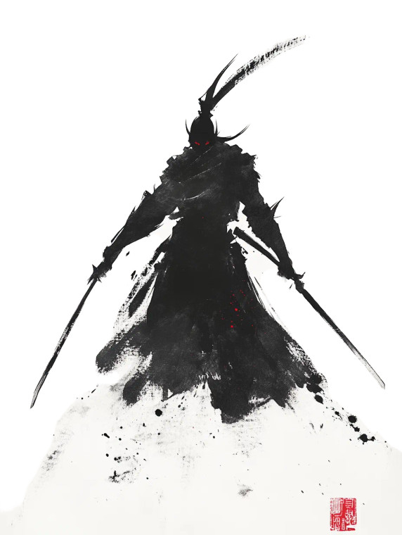 Sumi-E Gaming Character Vinyl Car Decal Sticker – Waterproof & UV-Resistant 8"