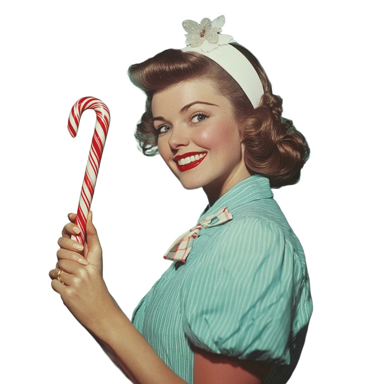 1950S Mum With Candy Cane Vinyl Car Decal Sticker – Waterproof & UV-Resistant 8"