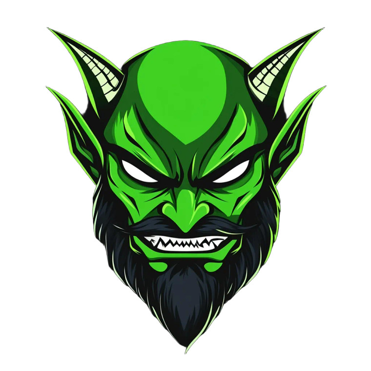 Green Devil Mascot Vinyl Car Decal Sticker – Waterproof & UV-Resistant 8"