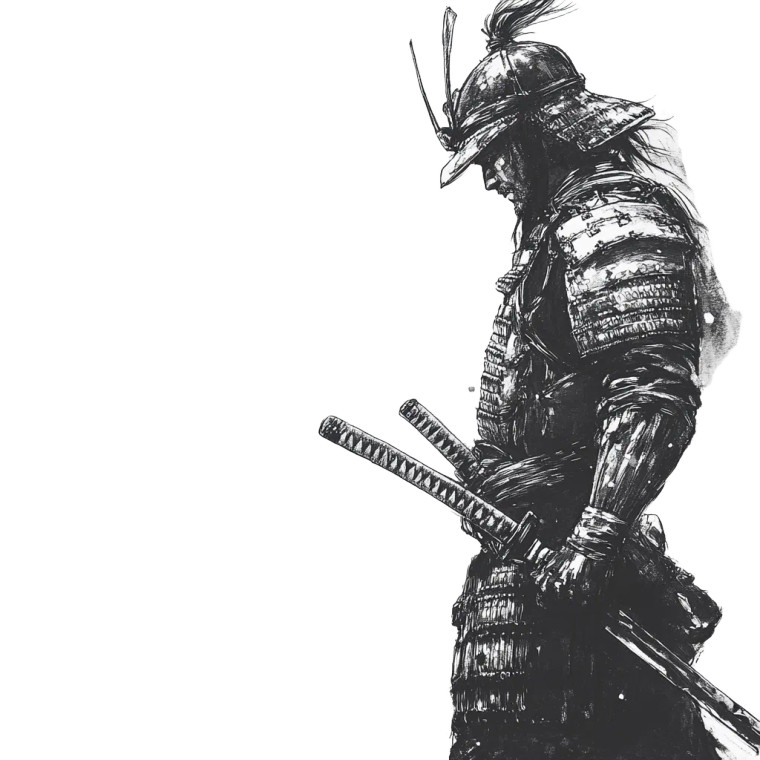 Samurai Sketch V6 Vinyl Car Decal Sticker – Waterproof & UV-Resistant 8"