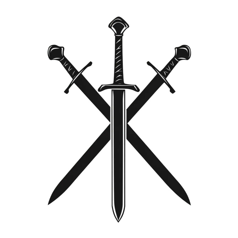 Crossed Swords Silhouette Vinyl Car Decal Sticker – Waterproof & UV-Resistant 8"