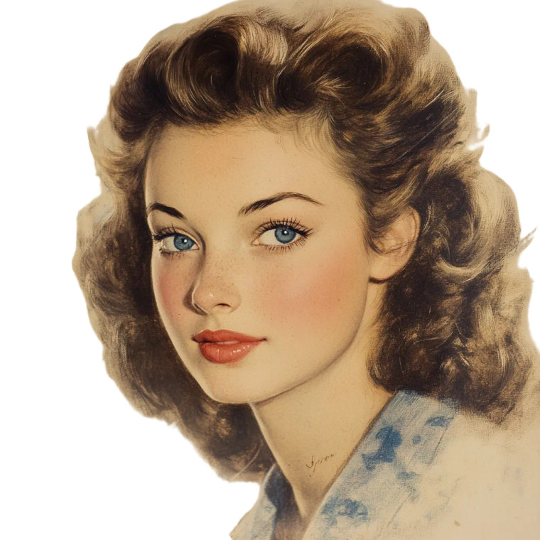 1940S Blue-Eyed Woman Vinyl Car Decal Sticker – Waterproof & UV-Resistant 8"