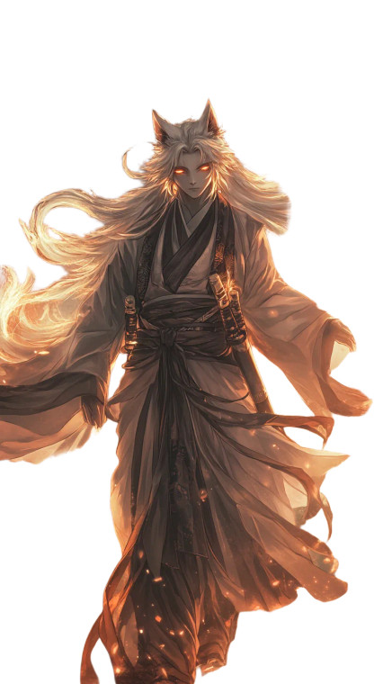 Nine-Tailed Fox Warrior Vinyl Car Decal Sticker – Waterproof & UV-Resistant 8"