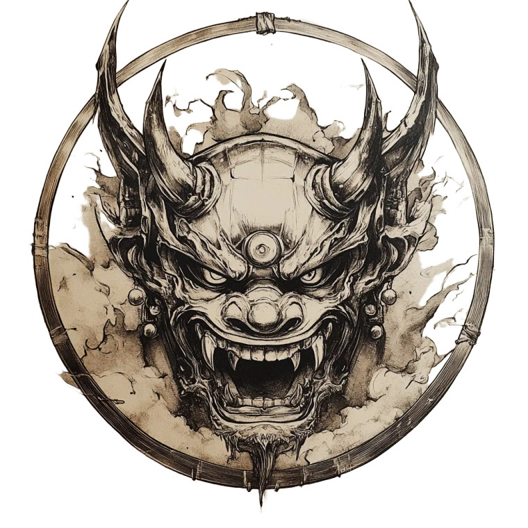 Oni Shield Vinyl Car Decal Sticker – Waterproof & UV-Resistant 8"