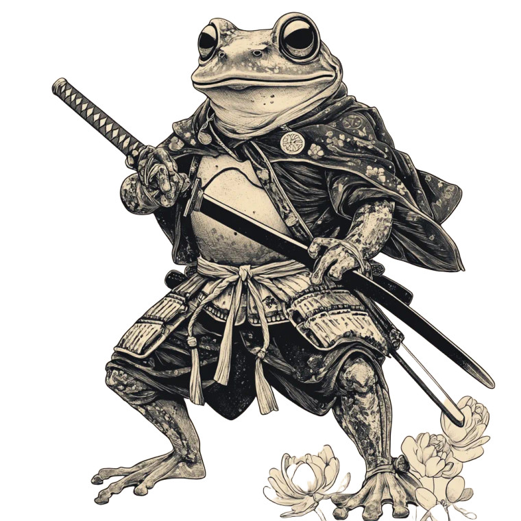 Samurai Frog Tattoo Vinyl Car Decal Sticker – Waterproof & UV-Resistant 8"