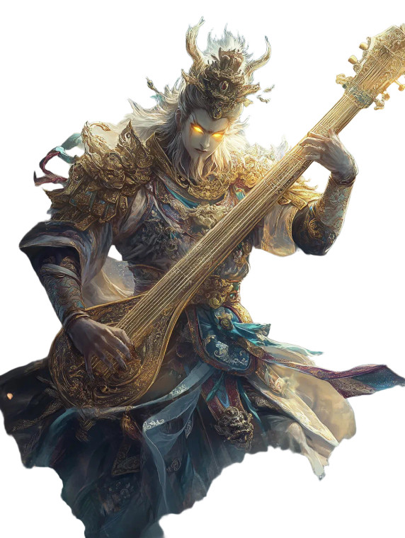 Mythological Lute Player Vinyl Car Decal Sticker – Waterproof & UV-Resistant 8"