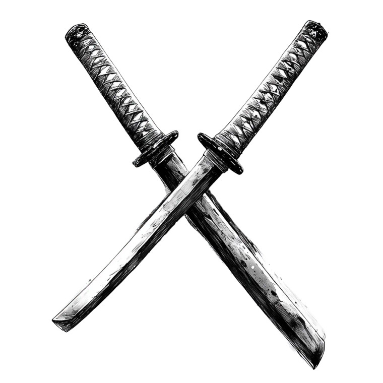 Crossed Samurai Swords V2 Vinyl Car Decal Sticker – Waterproof & UV-Resistant 8"