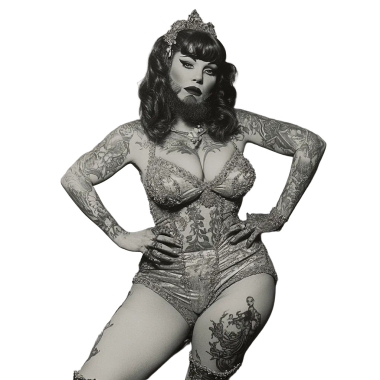 Tattooed Bearded Lady Vinyl Car Decal Sticker – Waterproof & UV-Resistant 8"