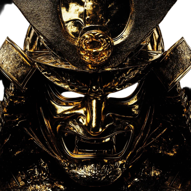 Golden Samurai Mask V3 Vinyl Car Decal Sticker – Waterproof & UV-Resistant 8"