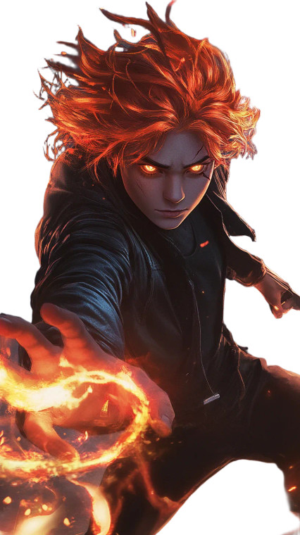 Fiery Anime Mage Vinyl Car Decal Sticker – Waterproof & UV-Resistant 8"