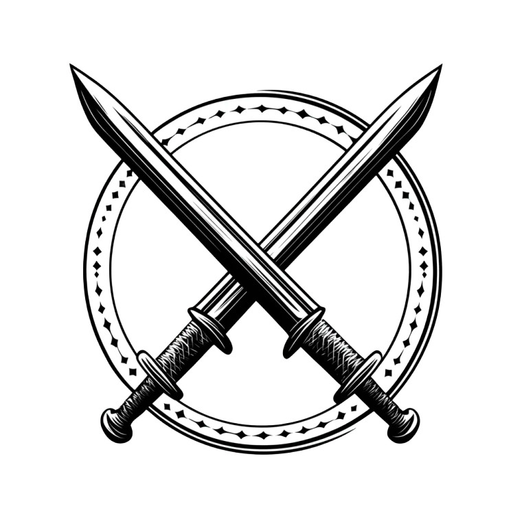 Crossed Swords Emblem Vinyl Car Decal Sticker – Waterproof & UV-Resistant 8"