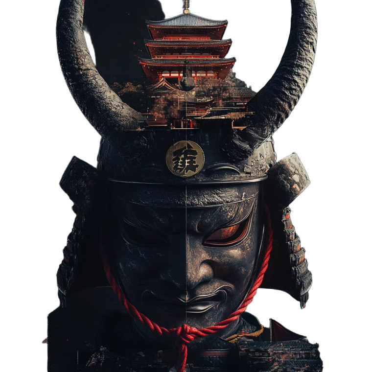 Hanya Mask Pagoda Vinyl Car Decal Sticker – Waterproof & UV-Resistant 8"