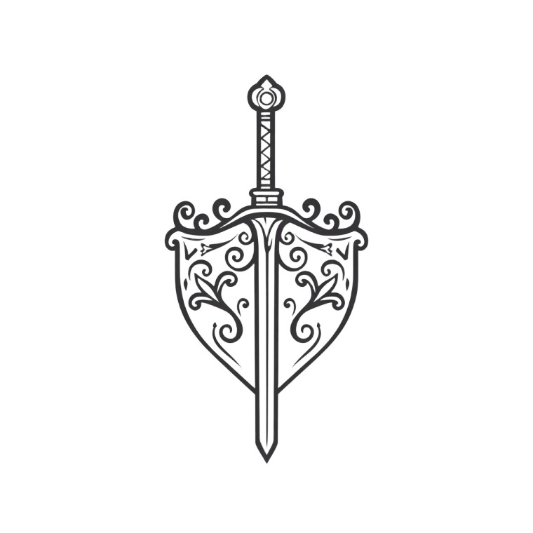 Sword And Shield Logo Vinyl Car Decal Sticker – Waterproof & UV-Resistant 8"