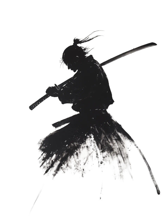 Sumi-E Sword Master Vinyl Car Decal Sticker – Waterproof & UV-Resistant 8"