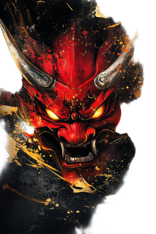 Red Oni Mask V3 Vinyl Car Decal Sticker – Waterproof & UV-Resistant 8"