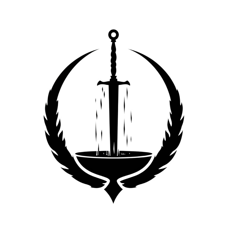 Club Crest Fountain Sword Vinyl Car Decal Sticker – Waterproof & UV-Resistant 8"