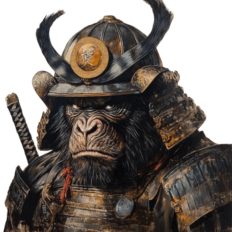 Samurai Gorilla Vinyl Car Decal Sticker – Waterproof & UV-Resistant 8"