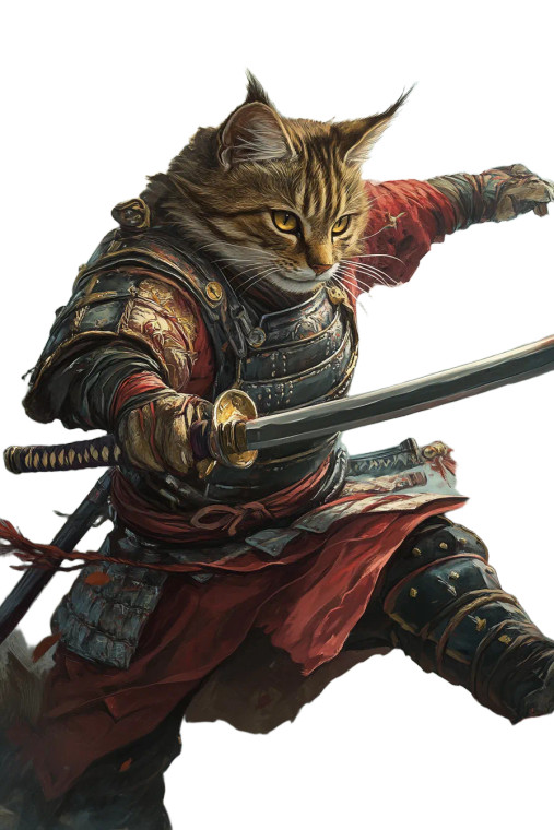 Samurai Warrior Cat Vinyl Car Decal Sticker – Waterproof & UV-Resistant 8"