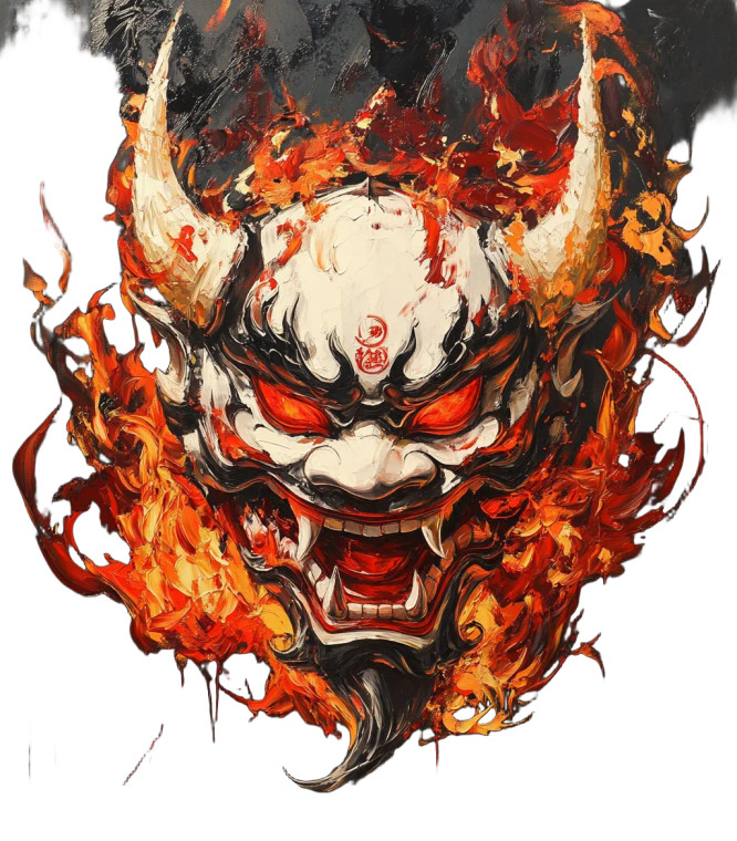 Hannya Mask Fire Vinyl Car Decal Sticker – Waterproof & UV-Resistant 8"