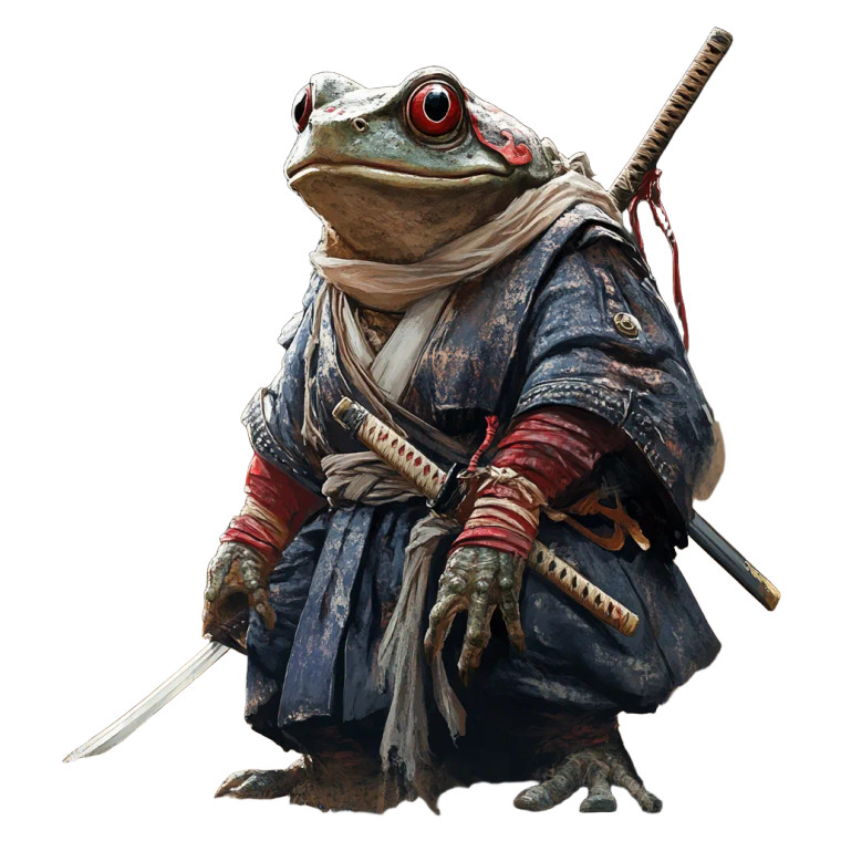 Oni Samurai Frog Vinyl Car Decal Sticker – Waterproof & UV-Resistant 8"