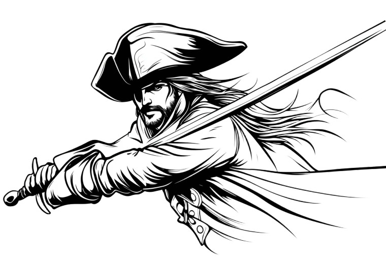 Pirate Outline Vinyl Car Decal Sticker – Waterproof & UV-Resistant 8"