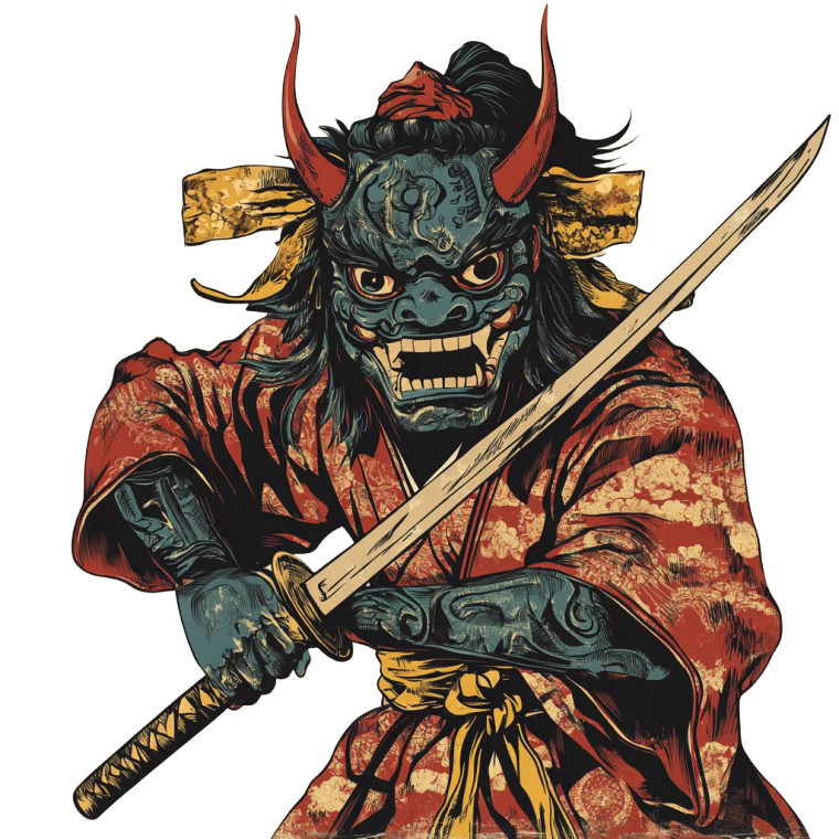 Oni With Deity Mask Vinyl Car Decal Sticker – Waterproof & UV-Resistant 8"