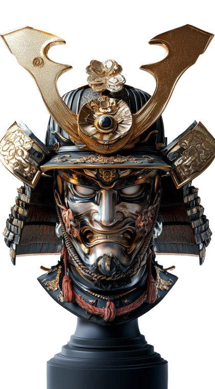 Samurai Mask Sculpture V2 Vinyl Car Decal Sticker – Waterproof & UV-Resistant 8"