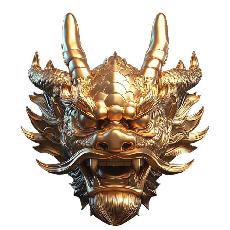 Gold Dragon Face Vinyl Car Decal Sticker – Waterproof & UV-Resistant 