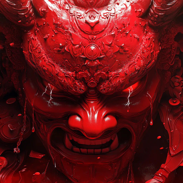 Wrathful Red Oni Vinyl Car Decal Sticker – Waterproof & UV-Resistant 8"