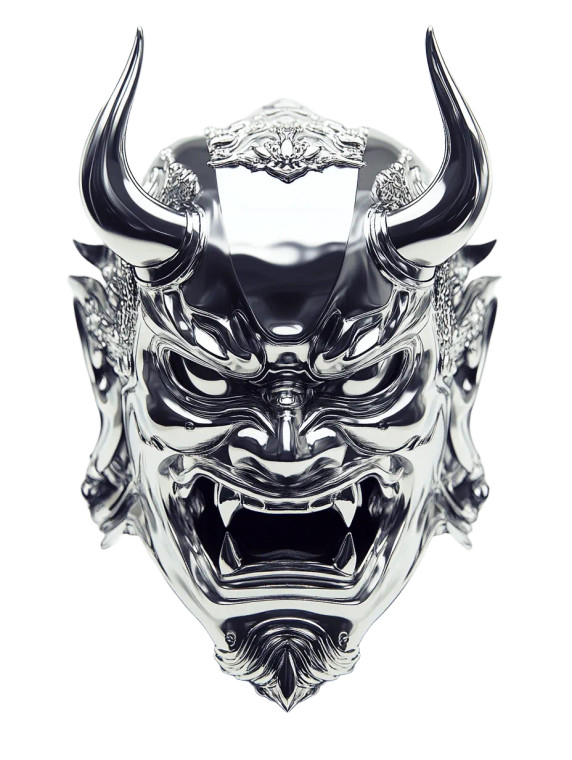 Japanese Demon Mask V5 Vinyl Car Decal Sticker – Waterproof & UV-Resistant 8"