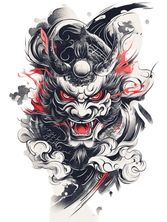 Oni Tattoo Design Vinyl Car Decal Sticker – Waterproof & UV-Resistant 8"