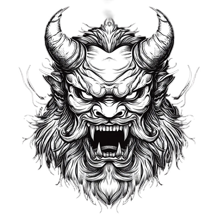 Japanese Oni Mask V13 Vinyl Car Decal Sticker – Waterproof & UV-Resistant 8"