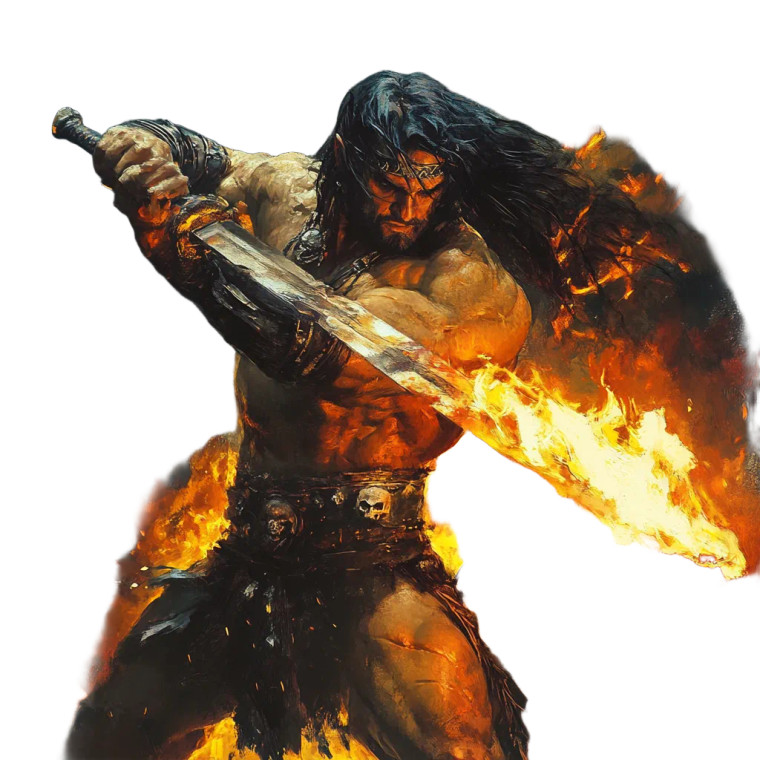 Flaming Sword Barbarian Vinyl Car Decal Sticker – Waterproof & UV-Resistant 8"