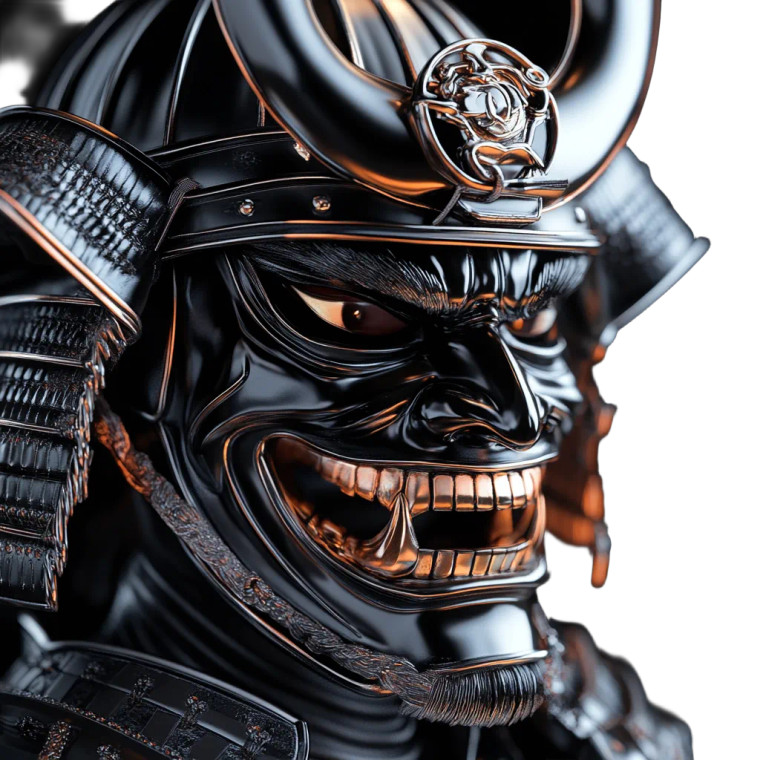 Grinning Samurai Mask Vinyl Car Decal Sticker – Waterproof & UV-Resistant 8"