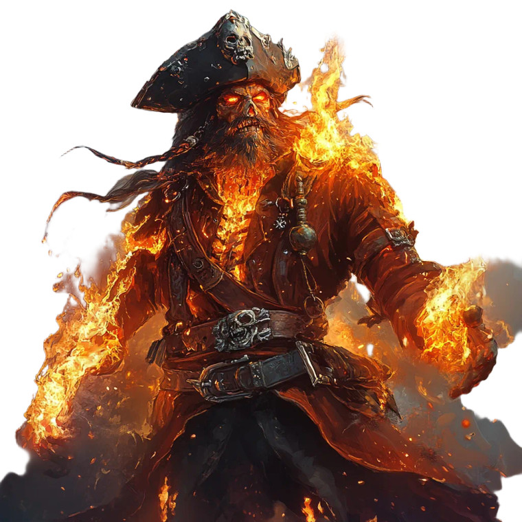 Flame Pirate Elemental Vinyl Car Decal Sticker – Waterproof & UV-Resistant 8"