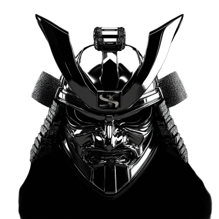 Chrome Samurai Logo Vinyl Car Decal Sticker – Waterproof & UV-Resistant 8"