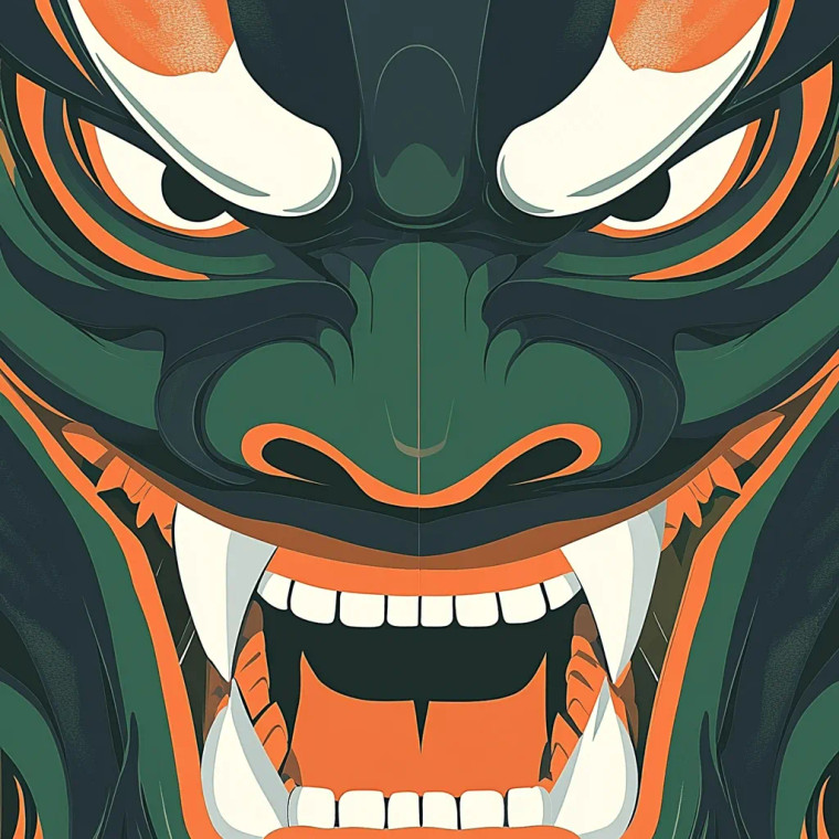 Oni Mask Art V7 Vinyl Car Decal Sticker – Waterproof & UV-Resistant 8"