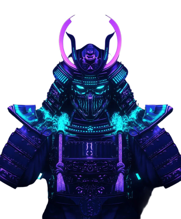 Neon Steampunk Samurai Vinyl Car Decal Sticker – Waterproof & UV-Resistant 8"