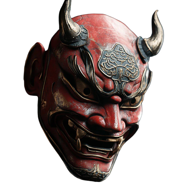 Hannya Oni Mask Vinyl Car Decal Sticker – Waterproof & UV-Resistant 8"