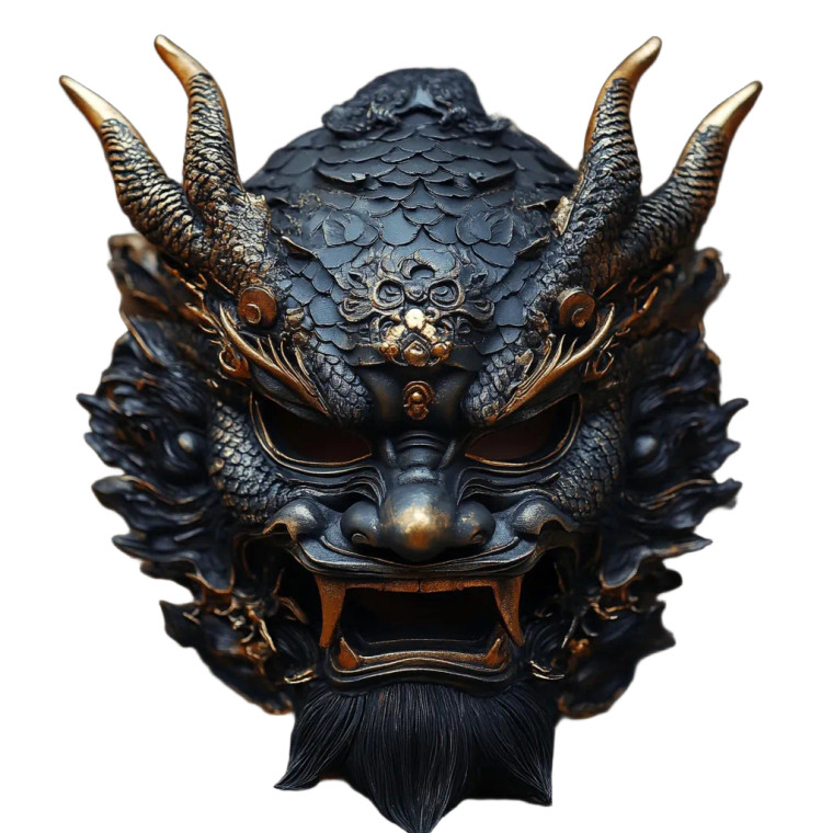 Samurai Dragon Mask Vinyl Car Decal Sticker – Waterproof & UV-Resistant 8"