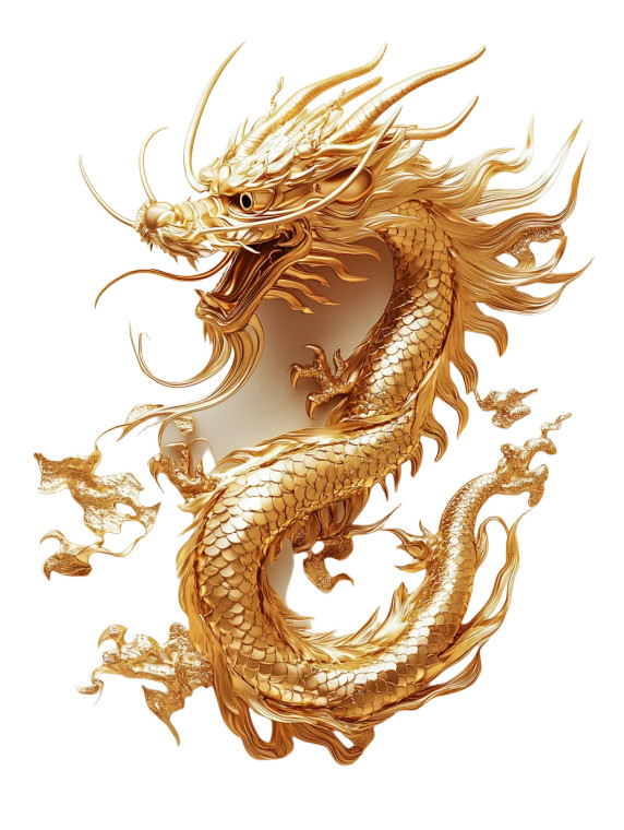 Golden Chinese Dragon V5 Vinyl Car Decal Sticker – Waterproof & UV-Resistant 8"
