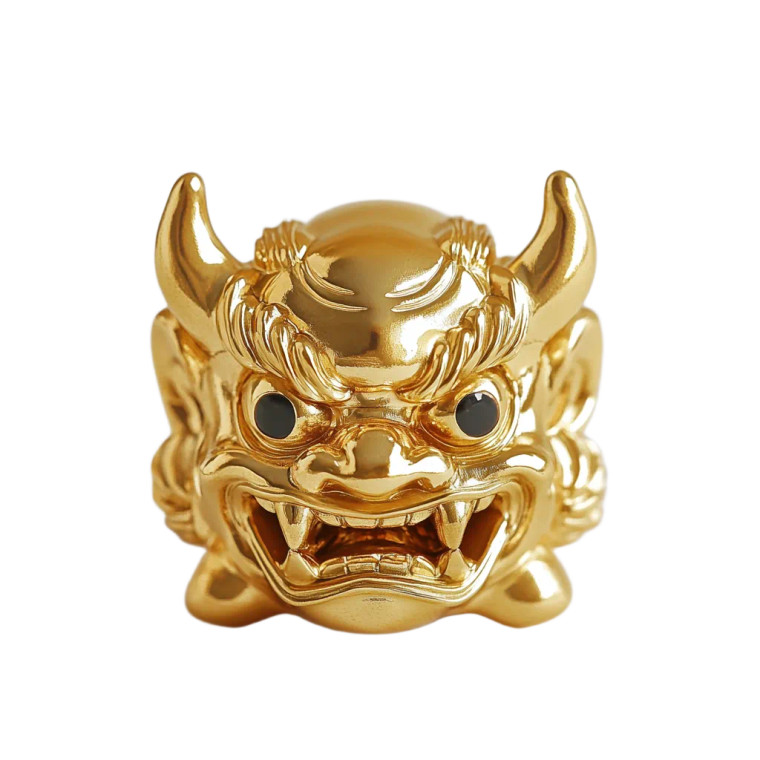 Gold Oni Mask V2 Vinyl Car Decal Sticker – Waterproof & UV-Resistant 8"
